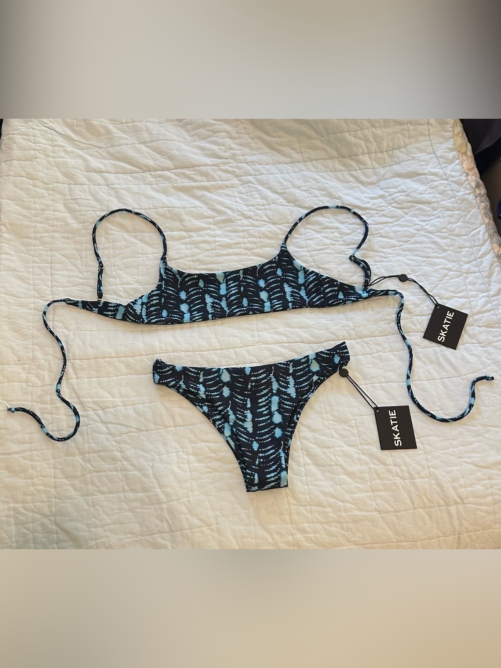Skatie Blue & White Tie-Dye Bikini Set